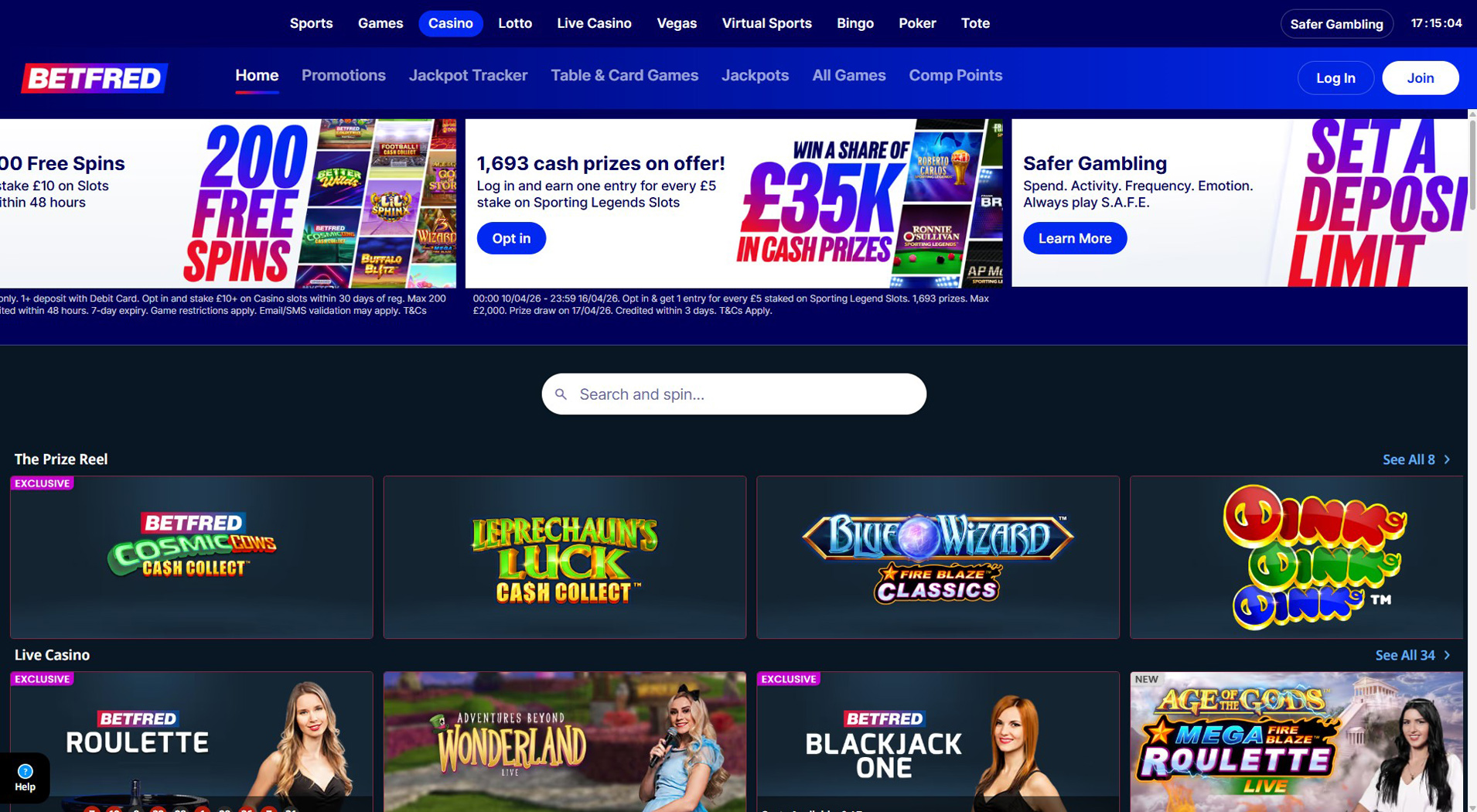 6. Betfred Casino - Quick Bank Transfer Casino Payouts