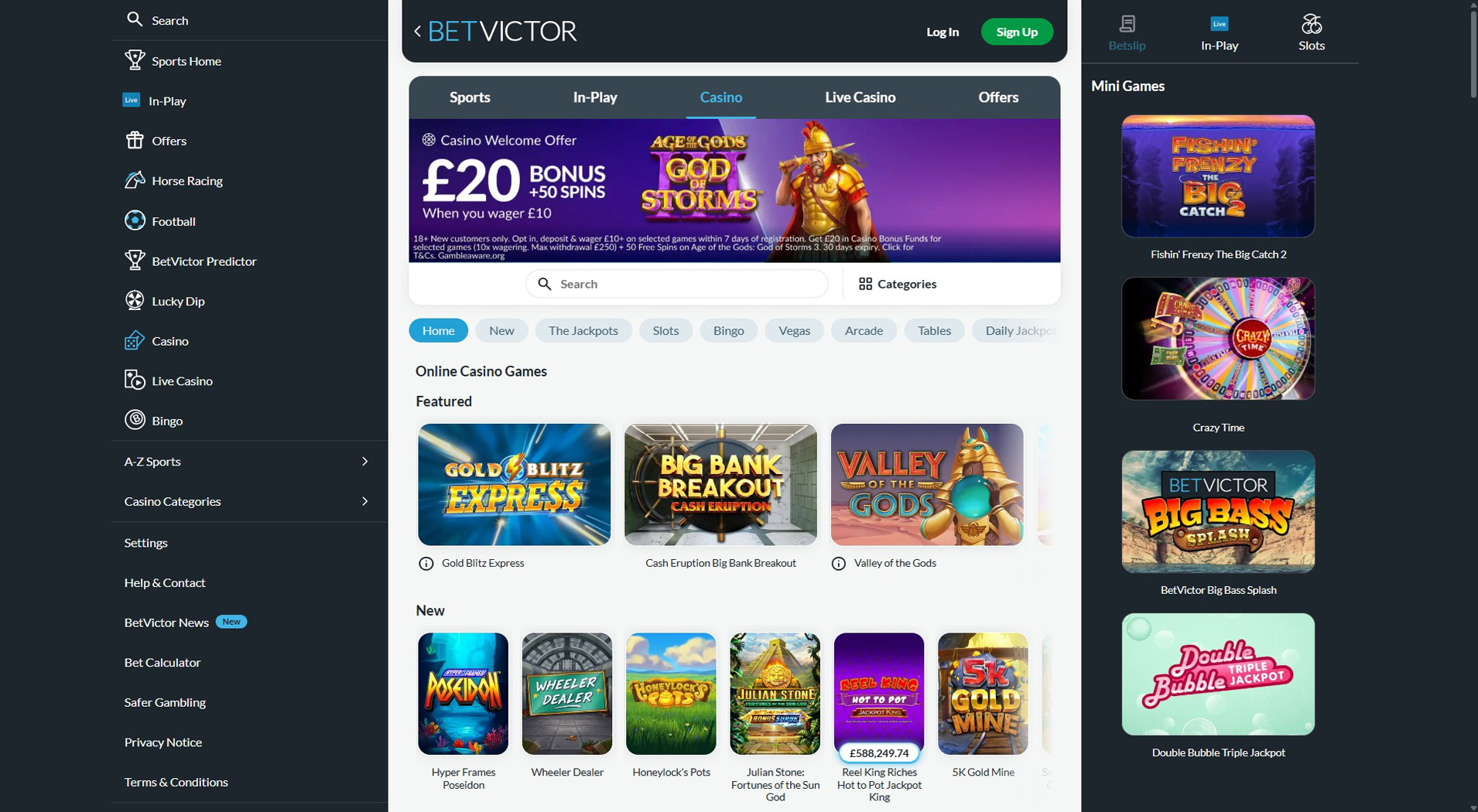 8. BetVictor Casino - Popular Bank Transfer Casino Bonus