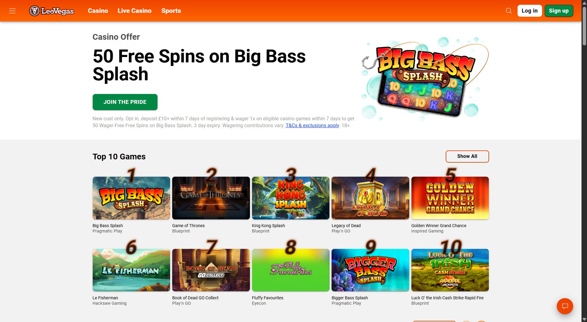 7. LeoVegas - Balanced Bank Transfer Casino Offer